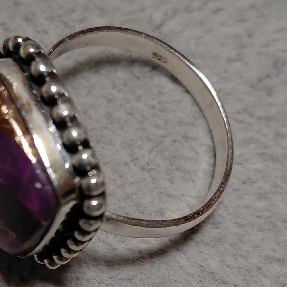 Purple Copper Turquoise Statement Ring Size 7.75